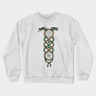 Dragons Celtic Knotwork Viking Talisman Gift Leather Band Crewneck Sweatshirt